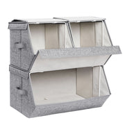 Set of 3 Stackable Storage Boxes with Lids for Home Organisation and Storage by Songmics