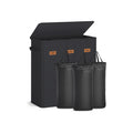 Three Compartment Laundry Basket with Lid Washable Liner and Labels by Songmics