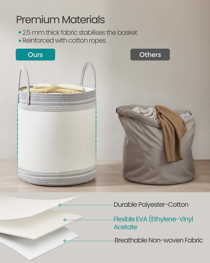Dove Grey 60L Foldable Laundry Hamper with Lid and Handles for Bedroom or Bathroom by Songmics