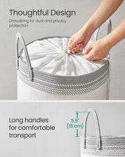 Dove Grey 60L Foldable Laundry Hamper with Lid and Handles for Bedroom or Bathroom by Songmics