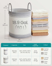 Dove Grey 60L Foldable Laundry Hamper with Lid and Handles for Bedroom or Bathroom by Songmics