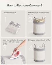 Dove Grey 60L Foldable Laundry Hamper with Lid and Handles for Bedroom or Bathroom by Songmics