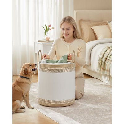 Camel Brown 60L Laundry Hamper with Lid Handles and Drawstring Closure by Songmics