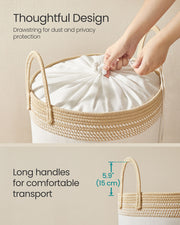 Camel Brown 60L Laundry Hamper with Lid Handles and Drawstring Closure by Songmics