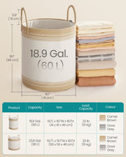 Camel Brown 60L Laundry Hamper with Lid Handles and Drawstring Closure by Songmics