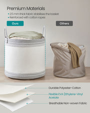 Large 90L Laundry Hamper with Lid Handles and Drawstring in Dove Grey by Songmics