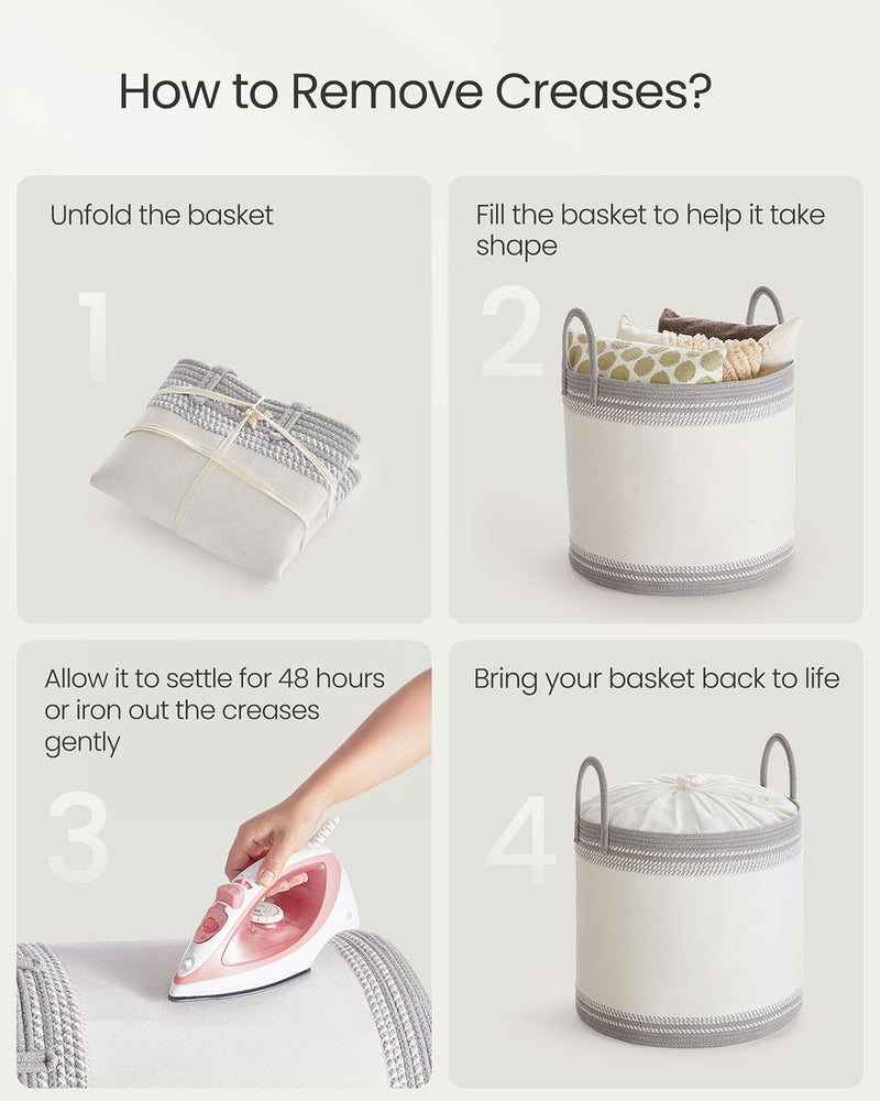 Large 90L Laundry Hamper with Lid Handles and Drawstring in Dove Grey by Songmics