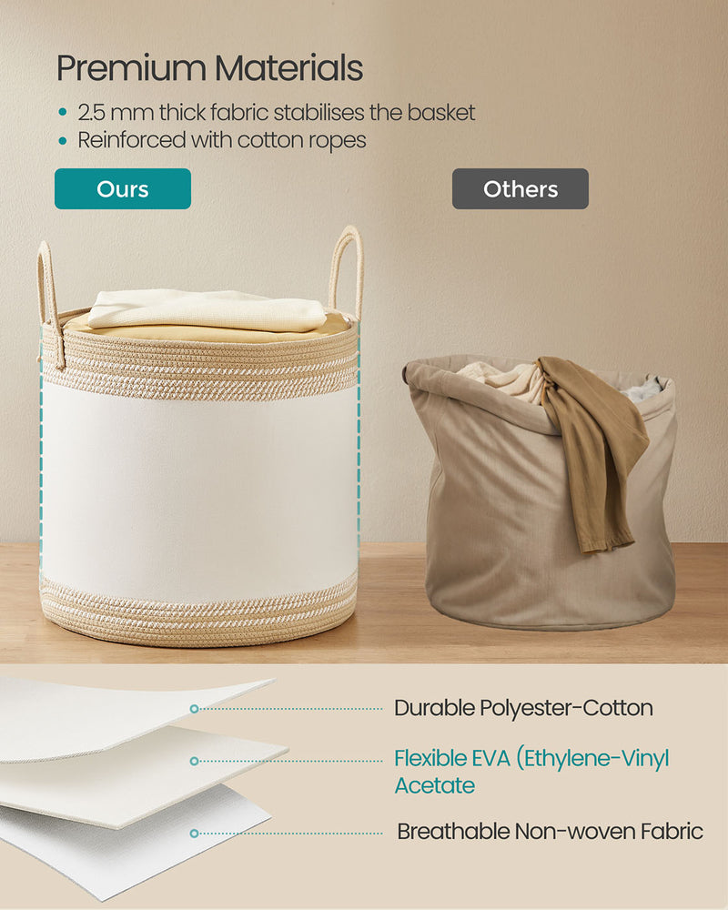 Camel Brown Laundry Hamper 90L with Lid Handles and Drawstring Closure by Songmics