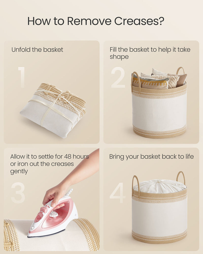 Camel Brown Laundry Hamper 90L with Lid Handles and Drawstring Closure by Songmics