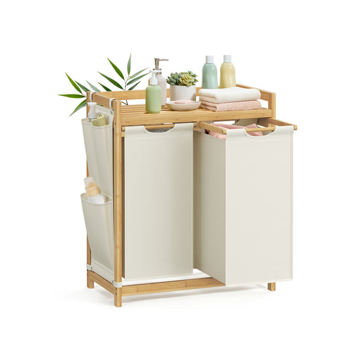 Large Laundry Basket with 2 Compartments for Sorting 63 x 33 x 78 cm by Songmics