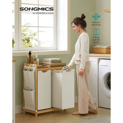 Large Laundry Basket with 2 Compartments for Sorting 63 x 33 x 78 cm by Songmics