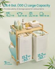 Large Laundry Basket with 2 Compartments for Sorting 63 x 33 x 78 cm by Songmics