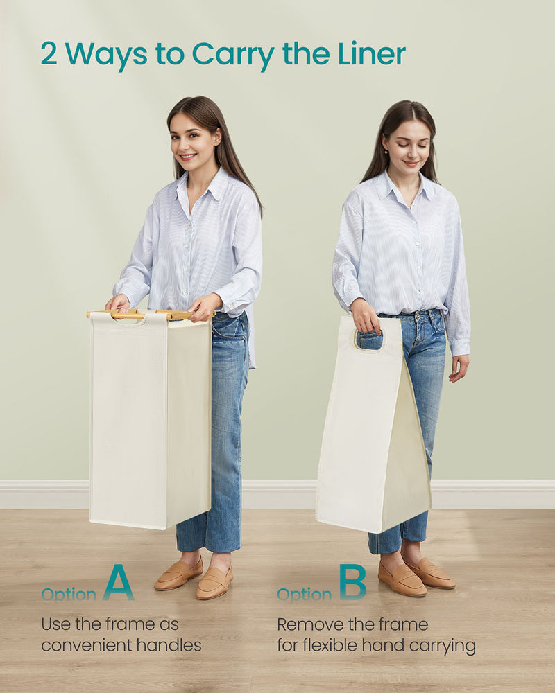 Large Laundry Basket with 2 Compartments for Sorting 63 x 33 x 78 cm by Songmics