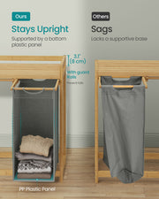 150L Three Compartment Laundry Basket with Shelf and Side Pockets in Dove Grey by Vasagle