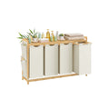 4 Compartment Laundry Basket with Shelf and Side Pockets for Organised Storage by Vasagle