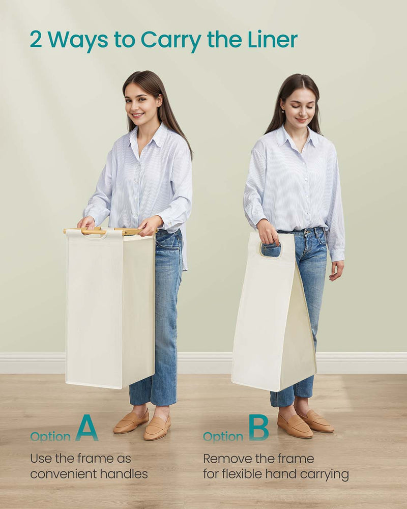 4 Compartment Laundry Basket with Shelf and Side Pockets for Organised Storage by Vasagle