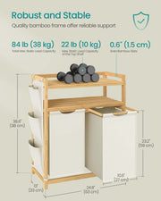 Fabric Laundry Hamper with Multiple Compartments Shelf and Side Pockets by Songmics