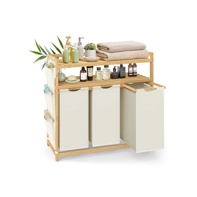 Laundry Hamper with Multiple Compartments Side Pockets and Shelf for Organised Storage by Songmics