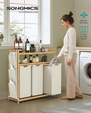 Laundry Hamper with Multiple Compartments Side Pockets and Shelf for Organised Storage by Songmics