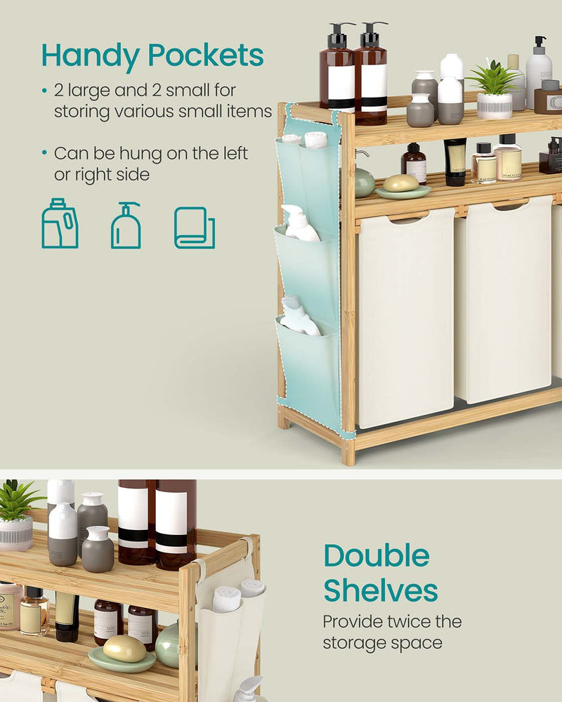 Laundry Hamper with Multiple Compartments Side Pockets and Shelf for Organised Storage by Songmics