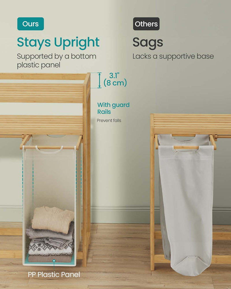 Laundry Hamper with Multiple Compartments Side Pockets and Shelf for Organised Storage by Songmics