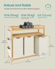 Laundry Hamper with Multiple Compartments Side Pockets and Shelf for Organised Storage by Songmics