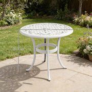 Garden Side Table Cast Aluminium Rust Resistant with Adjustable Feet White Outsunny