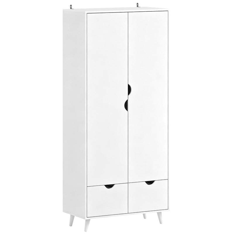 Wardrobe with Hanging Rail Shelves and Drawers for Organised Bedroom Storage White