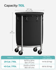 Round Laundry Hamper with Sturdy Steel Frame and Removable Liner Bag by Songmics