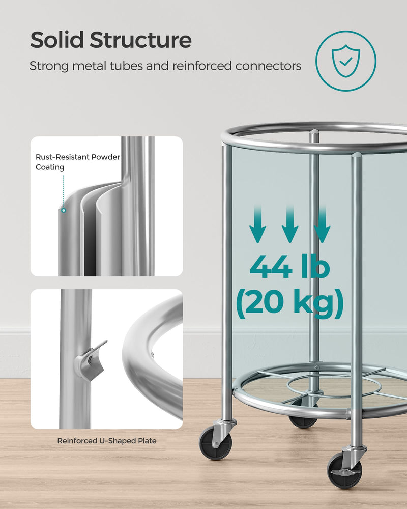 Round Laundry Hamper with Sturdy Steel Frame and Removable Liner Bag by Songmics