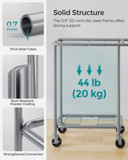 140L Two Compartment Laundry Basket with Wheels in Dove Grey for Easy Sorting by Songmics