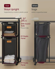 150L Rolling Laundry Hamper with Lid in Ink Black and Chestnut Brown by Vasagle