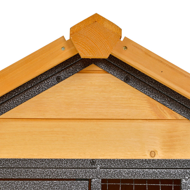 Elevated Wooden Rabbit Hutch with Run for Outdoor Use Ideal for Guinea Pigs Light Yellow