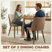 Dining Chairs with Padded Seat and Curved Backrest for Comfortable Family Meals Brown AOSOM