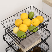 HOMCOM 5 Tier Storage Trolley, Stackable Fruit Vegetable Cart for Kitchen, Living Room, 40 x 2 x 97 cm, Black AOSOM