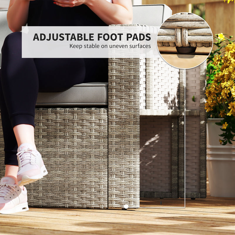 Rattan Garden Furniture Set 6 Piece Space Saving Outdoor Seating with Cushions Mixed Grey