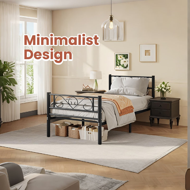 Single Metal Bed Frame for 190 x 90 cm Mattress Strong Durable Steel Base by Vasagle