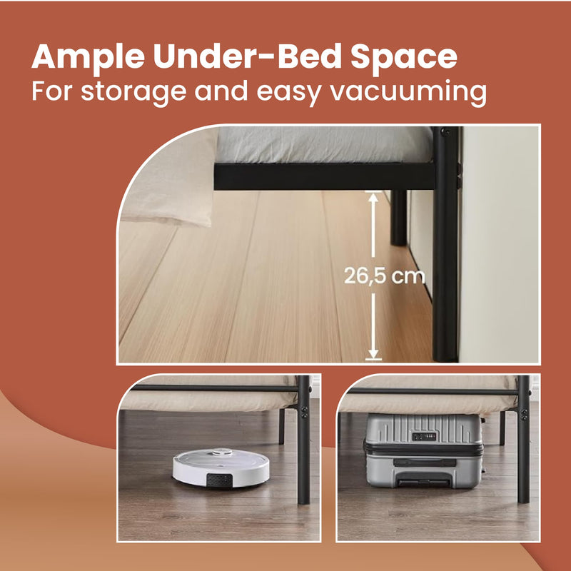 Single Metal Bed Frame for 190 x 90 cm Mattress Strong Durable Steel Base by Vasagle