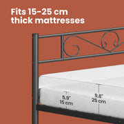 Single Metal Bed Frame for 190 x 90 cm Mattress Strong Durable Steel Base by Vasagle