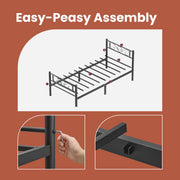 Single Metal Bed Frame for 190 x 90 cm Mattress Strong Durable Steel Base by Vasagle