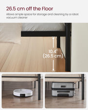 Black Single Metal Bed Frame with Headboard Sturdy Steel Slats for Small Rooms by Vasagle