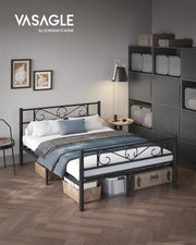 Metal Double Bed Frame with Strong Steel Support and Easy Assembly by Vasagle