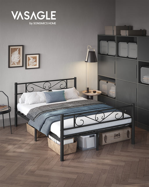 Metal Double Bed Frame with Strong Steel Support and Easy Assembly by Vasagle