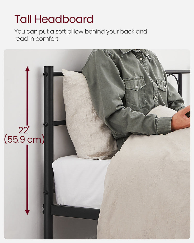 Metal Double Bed Frame with Strong Steel Support and Easy Assembly by Vasagle