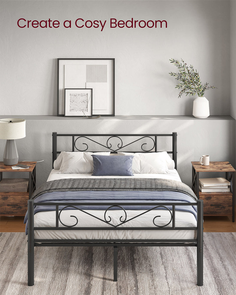 Metal Double Bed Frame with Strong Steel Support and Easy Assembly by Vasagle