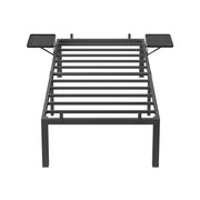 Ink Black Single Bed Frame for 90 x 190 cm Mattress with Sturdy Metal Slats by Vasagle