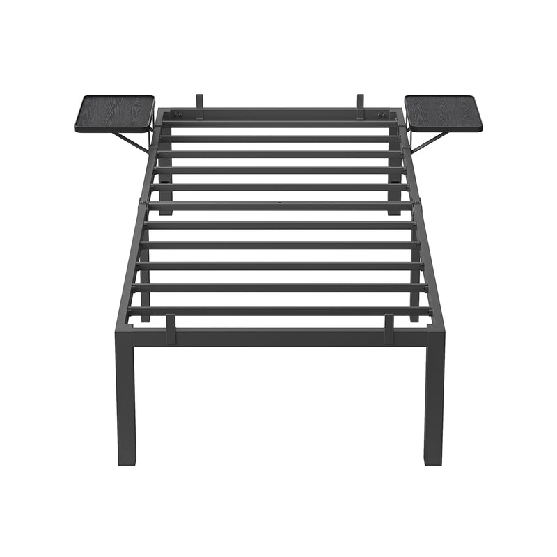 Ink Black Single Bed Frame for 90 x 190 cm Mattress with Sturdy Metal Slats by Vasagle