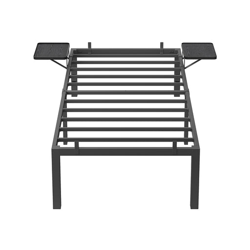 Ink Black Single Bed Frame for 90 x 190 cm Mattress with Sturdy Metal Slats by Vasagle