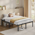 Double Metal Bed Frame with Side Shelves Easy Assembly Modern Space Saving Design by Vasagle