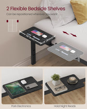 Double Metal Bed Frame with Side Shelves Easy Assembly Modern Space Saving Design by Vasagle